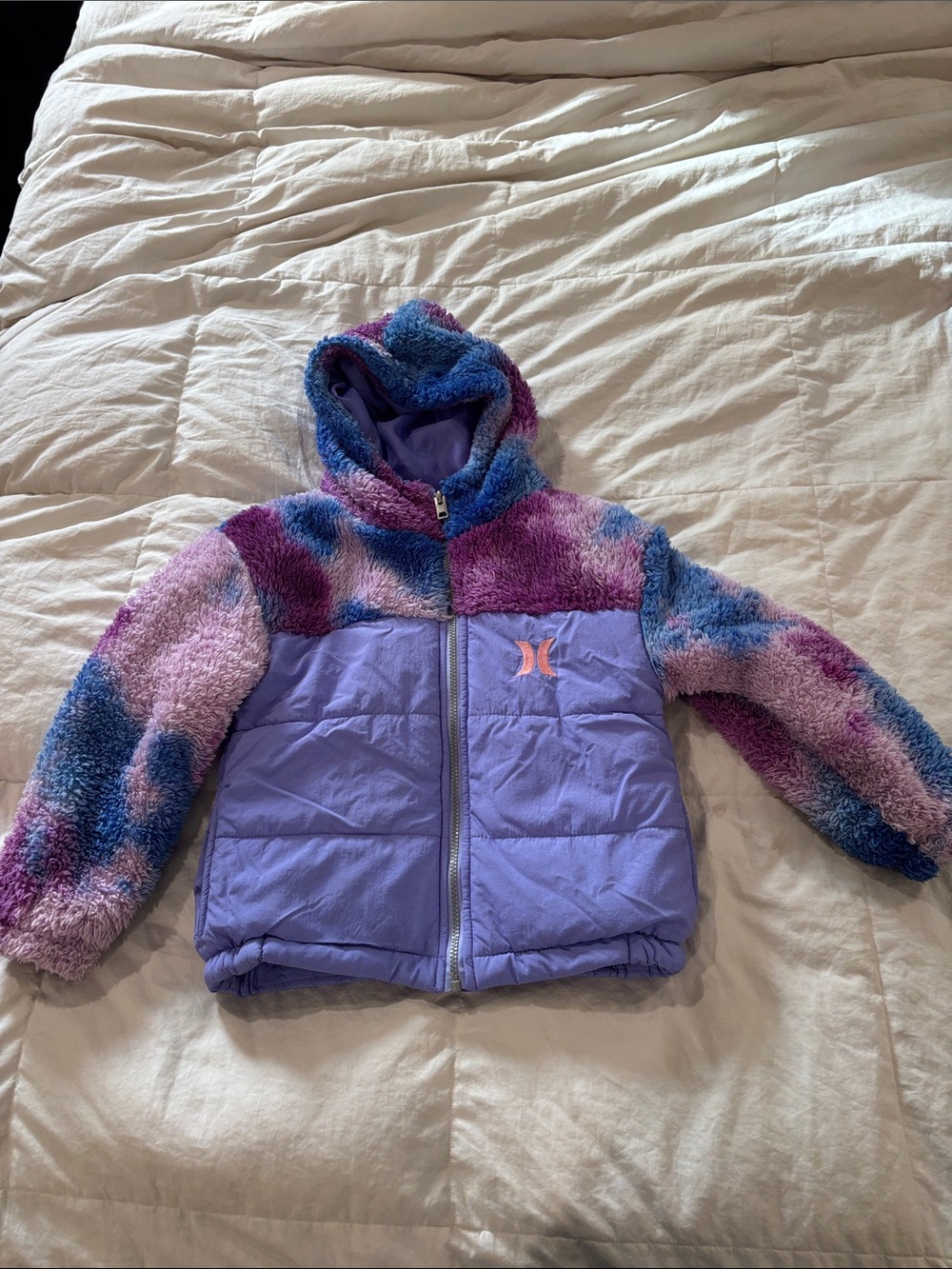 Hurley Lavender and Multicolor Sherpa Hooded Jacket